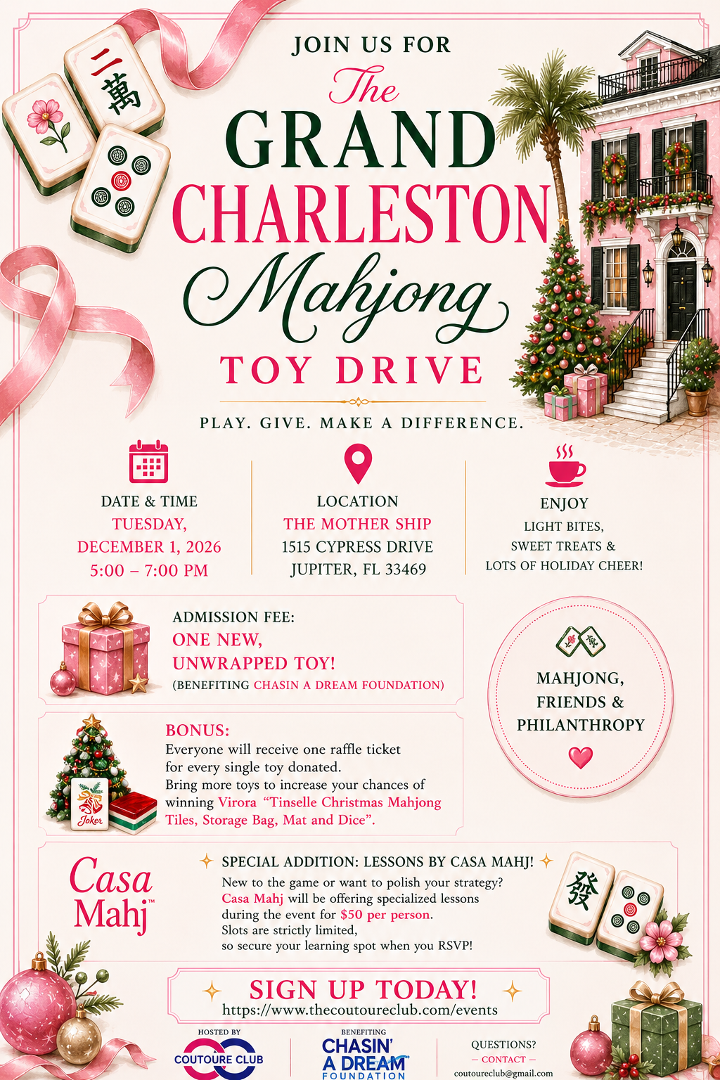 Casa Mahj 101 Lesson at the Grand Charleston Mahjong Toy Drive hosted by the CouTOURe Club- December 1st