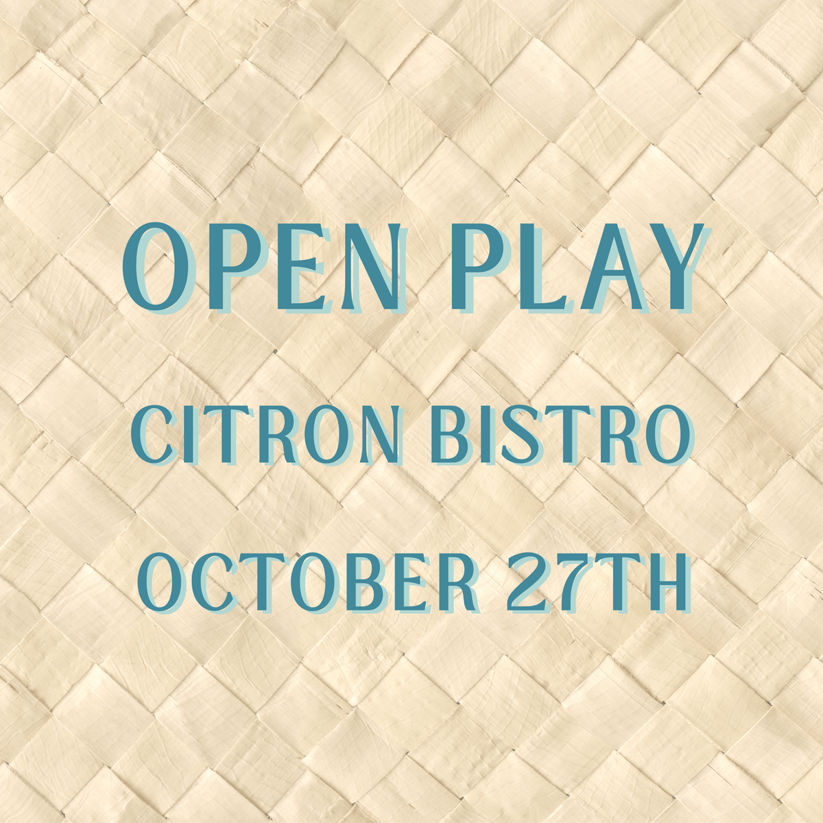 Casa Mahj Open Play at Citron Bistro - October 27th