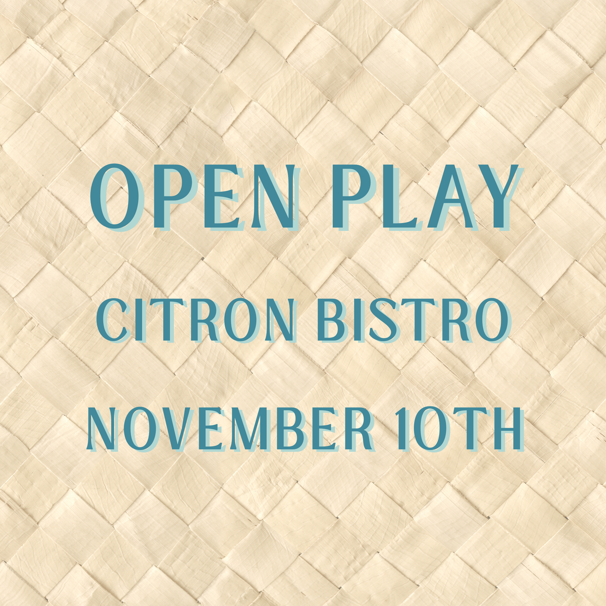 Casa Mahj Open Play at Citron Bistro - November 10th