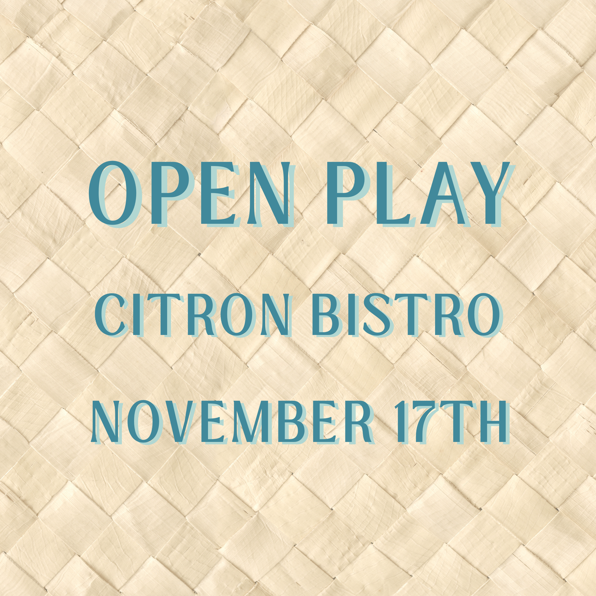 Casa Mahj Open Play at Citron Bistro - November 17th