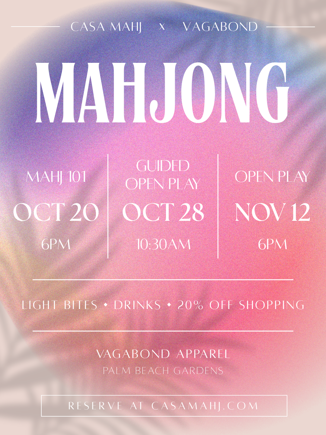 Casa Mahj 101 Lesson at Vagabond Apparel - October 20th