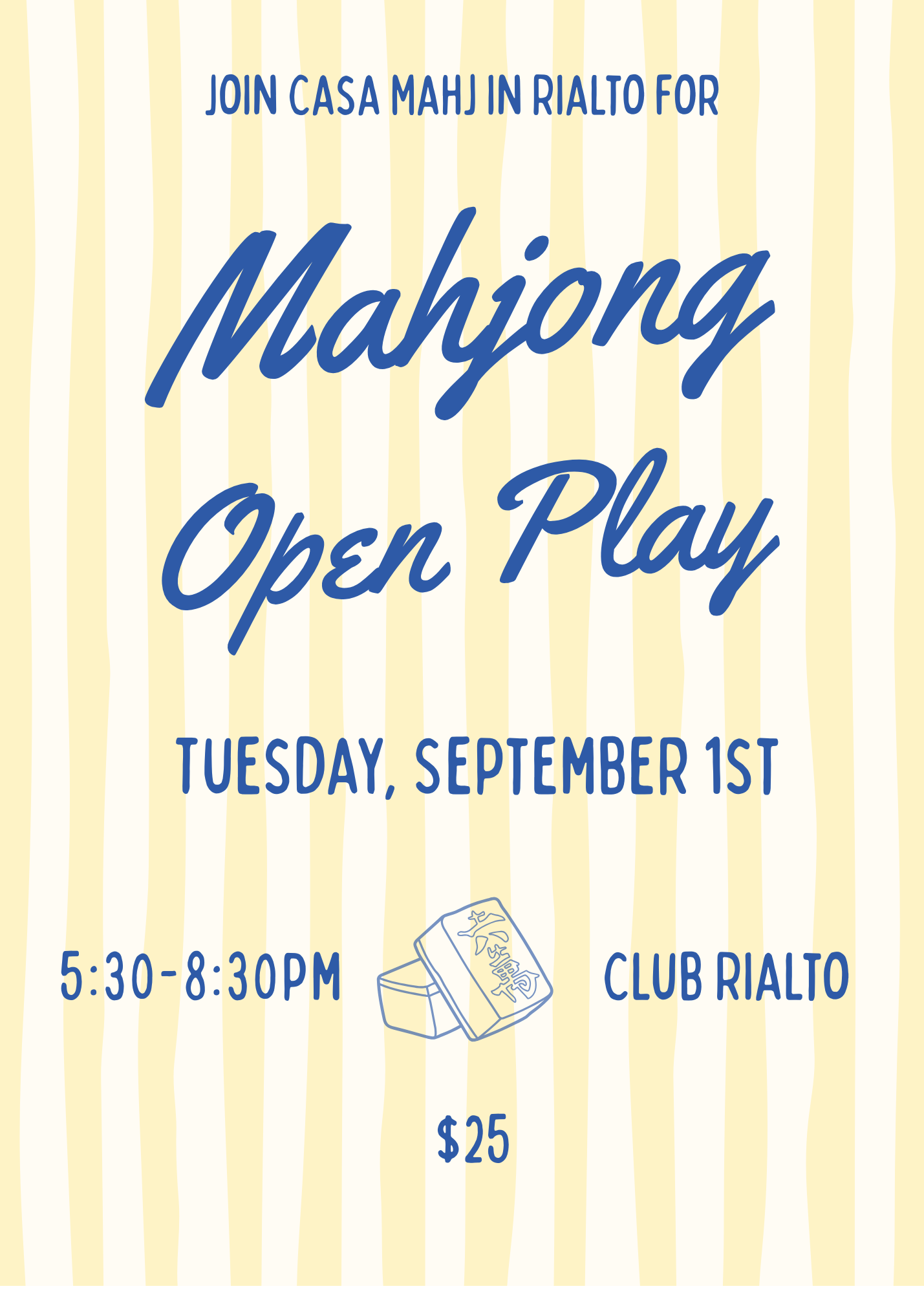 Casa Mahj at Club Rialto - Open Play - September 1st