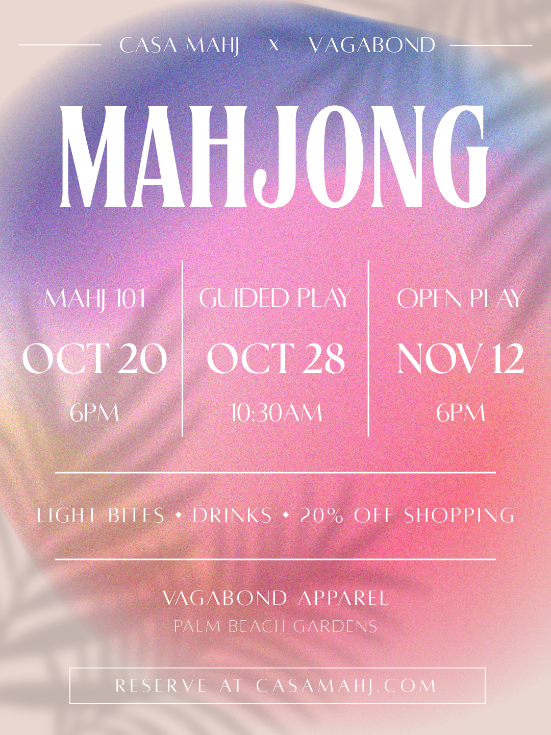 Casa Mahj Open Play at Vagabond Apparel - November 12th